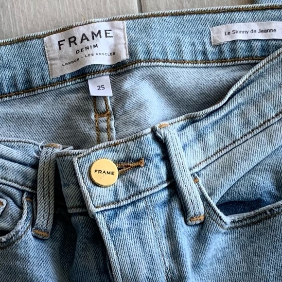 FRAME denim Le Skinny De Jeanne Jeans Adeline Light Wash mid-rise SIZE  25 - Picture 9 of 11